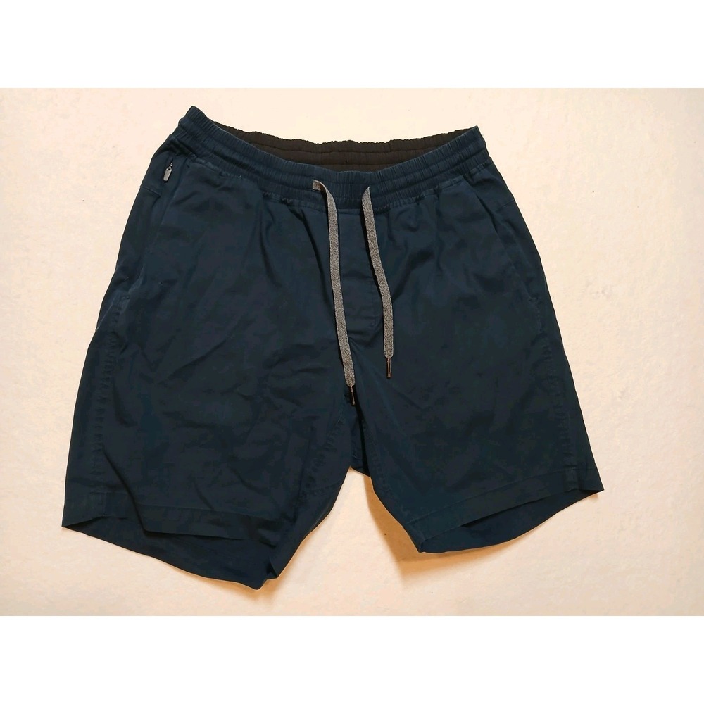 Lululemon Men's Bowline Stretch Cotton Shorts Size M Blue Drawstring Zipper Pkts
